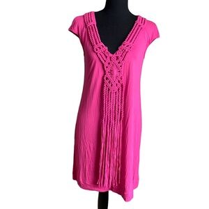 Nanette Lepore Macrame Pink Tunic Dress Size Small